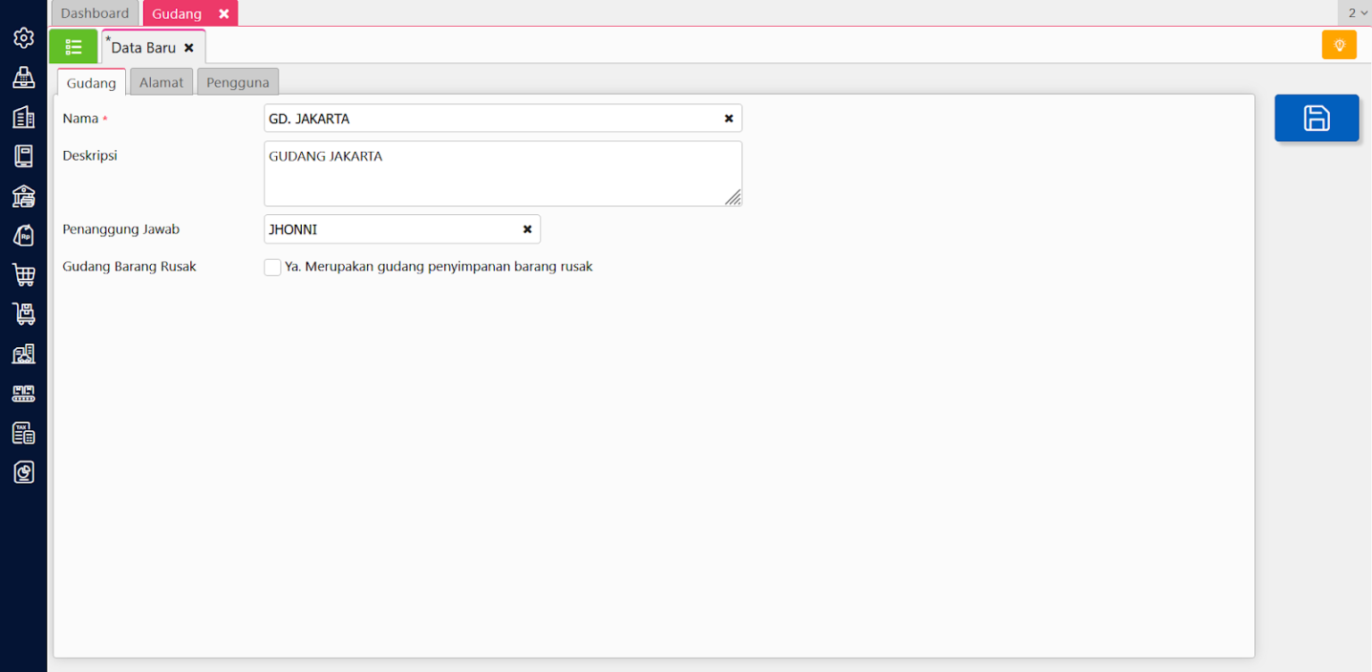Cara menambah gudang